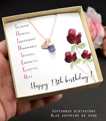 Gift for 13 Year Old Girl,teen Birthday,13th Birthday Girl,13th Birthday  Gift Official Teenager,thirteenth September Birthstone Necklace SAP - Etsy