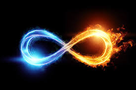 Fire ice infinity sign isolated on black background Stock イラスト ...